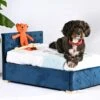 Store & Snore Plush Velvet Navy Doggy Ottoman -Bedding Specialty Store sdp4714 0123dognew