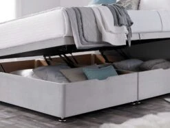 East Upholstered Ottoman Base Only -Bedding Specialty Store silver grey ottoman open originalnewclose 14