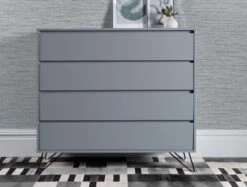 Sofia 4 Drawer Harbour Mist Chest With Black Feet -Bedding Specialty Store sofia chest harbour mist with black feet front new