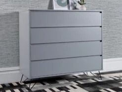 Sofia 4 Drawer Harbour Mist Chest With Black Feet -Bedding Specialty Store sofia chest harbour mist with black feet side new