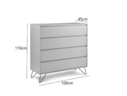Sofia 4 Drawer Harbour Mist Chest With Black Feet -Bedding Specialty Store sofia chest light grey with black feet full measurement image new 1