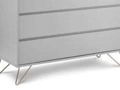 Sofia 4 Drawer Harbour Mist Chest With Black Feet -Bedding Specialty Store sofia chest light grey with chrome feet close up new 3