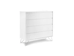 Sofia 4 Drawer White Chest With Stainless Steel Feet