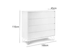 Sofia 4 Drawer White Chest With White Feet -Bedding Specialty Store sofia chest white with white feet full measurement image new