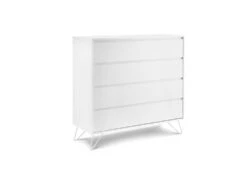 Sofia 4 Drawer White Chest With White Feet