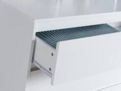 Sofia 4 Drawer White Chest With Pink Copper Feet -Bedding Specialty Store sofia drawer close up new 1