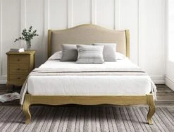 Lyon Trebla Stone Upholstered Oak Bed Frame - LFE - Bed Frame Only -Bedding Specialty Store trebla stonenew 45