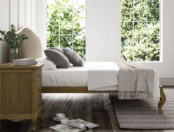 Lyon Trebla Stone Upholstered Oak Bed Frame - LFE - Bed Frame Only -Bedding Specialty Store trebla stonenew 46