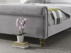 Valencia Upholstered King Size Sleigh Bed - Steel Grey -Bedding Specialty Store valencia sleigh bed fe