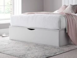 Onelife Off White Upholstered Ottoman Bed Frame -Bedding Specialty Store white bed main original 1 newfb 1