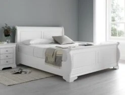 Toulon Wooden Sleigh Bed - White - Bed Frame Only -Bedding Specialty Store white sleigh bed mainnew 8