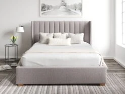 Essentials Winged Grey Ottoman Bed Frame -Bedding Specialty Store winged bed grey closed frontnew