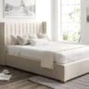 Essentials Winged Off White Ottoman Bed Frame -Bedding Specialty Store winged bed off white closed anglednew
