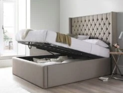 Islington Upholstered Ottoman Bed Frame -Bedding Specialty Store winged bed open original new 1
