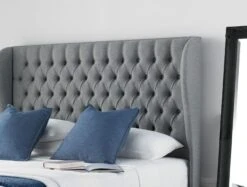 Chesterfield South Upholstered Ottoman Base And Headboard Only -Bedding Specialty Store winged headboard shetland grey ottoman original 2 headnew 23